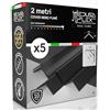 Eurocali Cover Angolare Profilo alluminio per Strisce LED MEDUSAFLEX mod. Cubo 2 Metri - Nera - Made in Italy - Policarbonato stabilizzato UV certificata UL94HB - Pacco da 5