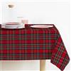INTRECCI Tovaglia Natalizia, Tovaglia Rettangolare 16/18 Posti, 140x360 cm, Made in Italy, Grande ed Elegante, Tessuto Tinto in Filo, Non Scolora, Resistente. Fantasia: Tartan Scozzese, Rossa