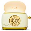 WANIDEA Kawaii - Sveglia da tavolo con tostapane, con luce notturna ricaricabile, con luce notturna ricaricabile, ideale come regalo per ragazzi e ragazze (giallo)