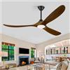 OUENGK Ventilatore Da Soffitto In Legno Da 152 Cm Con Luce, Ventilatori Da Soffitto Per Interni E Per Esterni Con Motore Cc Reversibile, Ventilatore Da Soffitto Per Grandi Spazi Con Flusso D'Aria