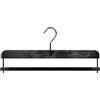 Mainetti Appendini per Pantaloni Uomo Donna, Grucce in Plastica, Salvaspazio, con Barra in Velluto Antiscivolo, Effetto Venature Legno, Made in Italy, Set di 10 Pezzi (Nero con gancio nero, 38 cm)