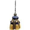 DÉCOPRO Elegante Nappa a Forma di Chiave, Realizzata a Mano, 10 cm, Anello 8,5 cm, Con Nappe a Corona (Stile # KTAX4) Multicolore Oro Nautico #1152 (Oro Chiaro, Giallo, Blu Navy)