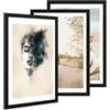 PHOTOLINI Cornici 40x60 cm nero legno MDF, set di 3 cornici larghe, moderne, plexiglass infrangibile, da parete, accessori extra - per una parete dal look raffinato