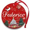 Corredino Neonato Pallina di Natale Personalizzata con Nome, Decorazione Natalizia 100% Italiana, Rosso, 8 cm (Rosso,Federico)