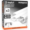 Eurocali 3 Profili da 2 metri (6mt) in Alluminio Bianco per Strisce LED Schermatura Opaca ingombro max striscia led 12.4mm - 17.4 x 7