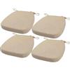 FIOVIP Cuscino per sedia con cinghie rimovibili, lavabile, doppio antiscivolo, alta elasticità(40X38X33CM(5CM),Beige,4 pezzi)