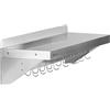 Mahlzeit Mensola a parete in acciaio inox guida a gancio | 90 x 30 cm | Scaffale ribaltabile | argento | Scaffale in acciaio inox, scaffale da parete, scaffale da cucina