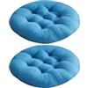 YOUGANG 2 Pezzi Cuscino Rotondo per Sedia 35x35cm in Cotone con Imbottitura Completa Circolare per Cucina e Sala da Pranzo, Cuscino Antiscivolo per Seduta da Pavimento e per Sedile Auto (Blu)
