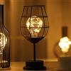 Tuzsocr Lampada da Comodino Rétro in Ferro, Lampada da Tavolo a Gabbia Metallica, Lampada da Comodino Alimentata a Pile, Lampade da Tavolo Senza Fili con LED Stile Lampadina Edison, per Soggiorno/Sala