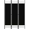 vidaXL Paravento a 3 Pannelli Divisorio Separè Pannello Byobu Pieghevole Schermo Separatore Ambienti Interni Protezione Privacy Nero 120x180 cm
