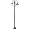 vidaXL Lampione da Giardino E27 220 cm Alluminio 3 Lampade Verde Scuro