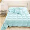 PETTI Artigiani Italiani - Trapunta in Morbido e Caldo Velluto 350 g/m², Piumone Singolo, Double Face, Trapunta Singola: 160x260 cm, Celeste, 100% Made in Italy