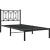vidaXL Giroletto con Testiera in Metallo Nero 80x200 cm, Struttura Letto, Telaio Letto, Giroletto con Testata, Base Letto