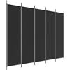 vidaXL Divisorio 5 Pannelli Nero 250x200 cm Tessuto