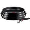 Tefal Ingenio Easy On - Set di 3 padelle + manico estraibile: 3 padelle da 22/24/26 cm, manico rimovibile, padelle antiaderenti, rivestimento titanio, Thermo-signal, lavabile in lavastoviglie e forno