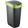 Rotho Twist Portarifiuti con Coperchio, Plastica (PP) senza BPA, Nero/Verde, 50 L, 40.1 x 29.8 x 60.2 cm