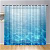 Hiseng 2 Pezzi Tende Voile Trasparente, Decorativi Sheer Tenda per Soggiorno Camera Cameretta Balcone Finestra e Interni,Stile Giapponese Semi Trasparente Tenda Leggera (140x244cm,Il Mare)