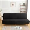 Surwin Copridivano Senza Braccioli 2/3 Posti Tinta Unita Elasticizzato Antimacchia Fodera per Divano Letto Antiscivolo Lavabile Clic Clac Pieghevole Letto Copridivano (Nero,160-190cm)
