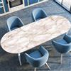Hiseng Marmo Tovaglia Ovale con Bordo Elastico, Tovaglia Ovale Elegante Lavabile, Copritavolo Antimacchia per Tavolo da Pranzo, Cucina, Festa (Marmo,91cmx152cm)