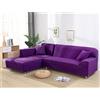 Hiseng Copertura Divano Elasticizzato Chaise Longue Copridivano Angolare Antiscivolo Copridivano Componibile per Divano a Forma di L 2 Pezzi Universale Protettore (Viola,2 posti + 3 posti)
