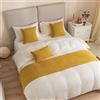Morbuy Runner Letto Matrimoniale, Jacquard Reversibile Corridore Letto, Morbido Sciarpa e Federa da Letto, Modern Alberghi Scarf Runner Decorazione (45x210 cm (corridori da Letto),Curcuma)