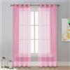 Surwin Tinta Unita Tende per Interni a Vetro Con Occhielli, 2 Pezzi Camera da Letto, Voile Semi Trasparenti per Cucina, Soggiorno 132x240cm, Rosa
