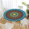 FANSU Tovaglia Rotonda Antimacchia Impermeabile con Bordo Elastico Adatto, Copertura Poliestere Moderna Lavabile Copritavolo per la Decorazione Della Casa Cucina (Boemia blu,120 cm)