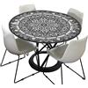 Morbuy Tovaglia Rotondo 90 cm, Impermeabile Copritavolo Rotondo con Elastico in Poliestere, Mandala Lavabile Tovaglie da Tavola per Salotto Pranzo Giardino, Per la tabella da 70-80 cm