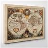 ConKrea QUADRO SU TELA - INTELAIATO - Antica Mappa 1646 Mondo - Emisfero - Terra - World Map - Cartina Geografica - 100x152cm - Spessore 4cm - (cod.016)