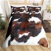 Homemissing Set di biancheria da letto in pelliccia di mucca per bambini marrone bianco e bianco piumino per ragazzi ragazze fattoria animale copripiumino traspirante copriletto artistico astratto decorazione tr