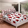 Loussiesd Set di lenzuola, motivo coccinella, con stampa 3D, per bambini e ragazzi, con insetti volanti, a tema entomologia,con lenzuolo con angoli, per camera da letto, 2 pezzi, per letto singolo