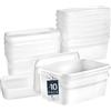 BenBow Secchio rettangolare con coperchio 10x 5l bianco - adatto al contatto con alimenti, contenitore di plastica impilabile con manico - ermetico, a tenuta stagna, inodore - vuoto