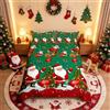 Loussiesd Set di biancheria da letto di Babbo Natale Matrimoniale Tema di Natale Copripiumino per Bambini Ragazze Ragazzi Bambini Colorato Bianco Fiocco di Neve Copripiumino Nuovo Anno Biancheria da