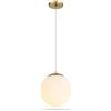 Dopa Lampadario a Sospensione Moderno Oro con Sfera in Vetro E27, Lampada a Sospensione Design Minimal per Soggiorno Cucina Sala da Pranzo Bar, Cavo Regolabile 133cm, Ø25cm, Compatibile LED