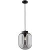 Fischer & Honsel 60893 - Lampada a sospensione, colore nero opaco, vetro, colore: fumo, diametro: 18,00 cm, con soffitta: 140,00 cm, 1 lampadina E27 max. 40,0 Watt