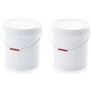 Auer Packaging Set 2 secchi in plastica da 30 L, con coperchio e manico in metallo, adatti per alimenti, di colore bianco.