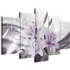 B&D XXL - Quadro Fiori Giglio 5 Pezzi - Stampa su Tela Strutturata XXL Grande - Quadri Moderni Componibili Camera da Letto Matrimoniale - Stampe da Parete Arte - Astratto Natura