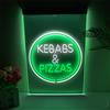FINOTI Pizzas Shop, insegna al neon con kebab Pizza Cafe 2 display a colori LED al neon insegna Pizzeria Grill Cafe decorazione per atmosfera con catena, I, 40 x 60 cm