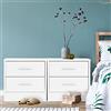 ML DESIGN modern living ML-Design Set di 2 Comodini con 2 Cassetti e Ripiano d'Appoggio in Legno Maniglia in Alluminio - 38 x 37 x 34 cm - Tavolino Camera da Letto Coppia di Comò da Notte Mobiletto Armadietto Arredo Bianco