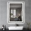 YU YUSING Specchio Bagno con Luce LED 60x80cm, 3 Colori, Luce Regolabili, Specchio da Parete con Interruttore Touch, Antiappannamento, Visualizzazione del Tempo, Telaio Metallo, IP44 Verticale Argento