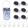 YzoTek 6 x Solare Mason Jar Luci Coperchi - 30 LED Fata Lucciola Stringa Luci Appese Lanterne Cap, Impermeabile Patio Portico Giardino Cortile Balcone Prato Luminous Decor(Nessun Barattolo Incluso)