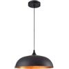 VR VETRINEINRETE Vetrineinrete® Lampadario a sospensione stile contemporaneo in metallo pendente a cupola attacco E27 luce tavolo cucina di colore nero o bianco Ø35 cm (Nero)
