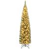RELAX4LIFE Albero di Natale 150/180/210cm, Albero di Natale Slim con Luci Incorporate, Base in Metallo, Rami Folti, Effetto Realistico, Decorazione Natalizia da Interno (210cm)