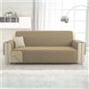 L'ANTICO ARCOLAIO - Copridivano 3 Posti con Braccioli, Copridivano Antigraffio Gatto e per Cani, Antiscivolo in Microfibra Double Face - Beige/Tortora