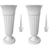 Milageto 2x 31 Cm Vasi per Cimitero Con Palo & Base Decorazione per Tomba Staccabile Vaso per Fiori Vaso Commemorativo per Di Tomba, Bianco