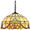 Yjmgrowing Lampada a sospensione retrò da 16 pollici per sala da pranzo Lampadario in stile Tiffany in vetro colorato per illuminazione d'attaccatura decorativa del ristorante cucina,110-240V, E27,40W,B