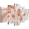 B&D XXL - Quadro Fiori Giglio 5 Pezzi - Stampa su Tela Canvas con Struttura - Quadri Componibili Moderni Soggiorno Grandi - Murale Arte Decorazioni da Parete Decori - Astratto Natura