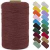 LEREATI Macrame Corda 1mm x 390m Filo Macrame Cordoncino Cotone Corda Colorata, Cordino per Borse Uncinetto, Decorazioni, Arazzo da Parete, Perline, Braccialetti (Rosso Mattone)