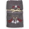 Tex family Set Asciugamani Tirolese Cervo e Stelle Alpine Grigio - Tirolo - Spugna 100% Cotone - Ricamo Made in Italy
