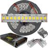Mondo Strisce Led: Kit da 5 metri di Strip Led 120W (1 Bobina da 5mt + 1 Trasformatore Piatto da 120W), Altissima Luminosità 10.000Lumen 1200Led 24V Bianco Naturale 4500k Striscia SMD2835 ip20